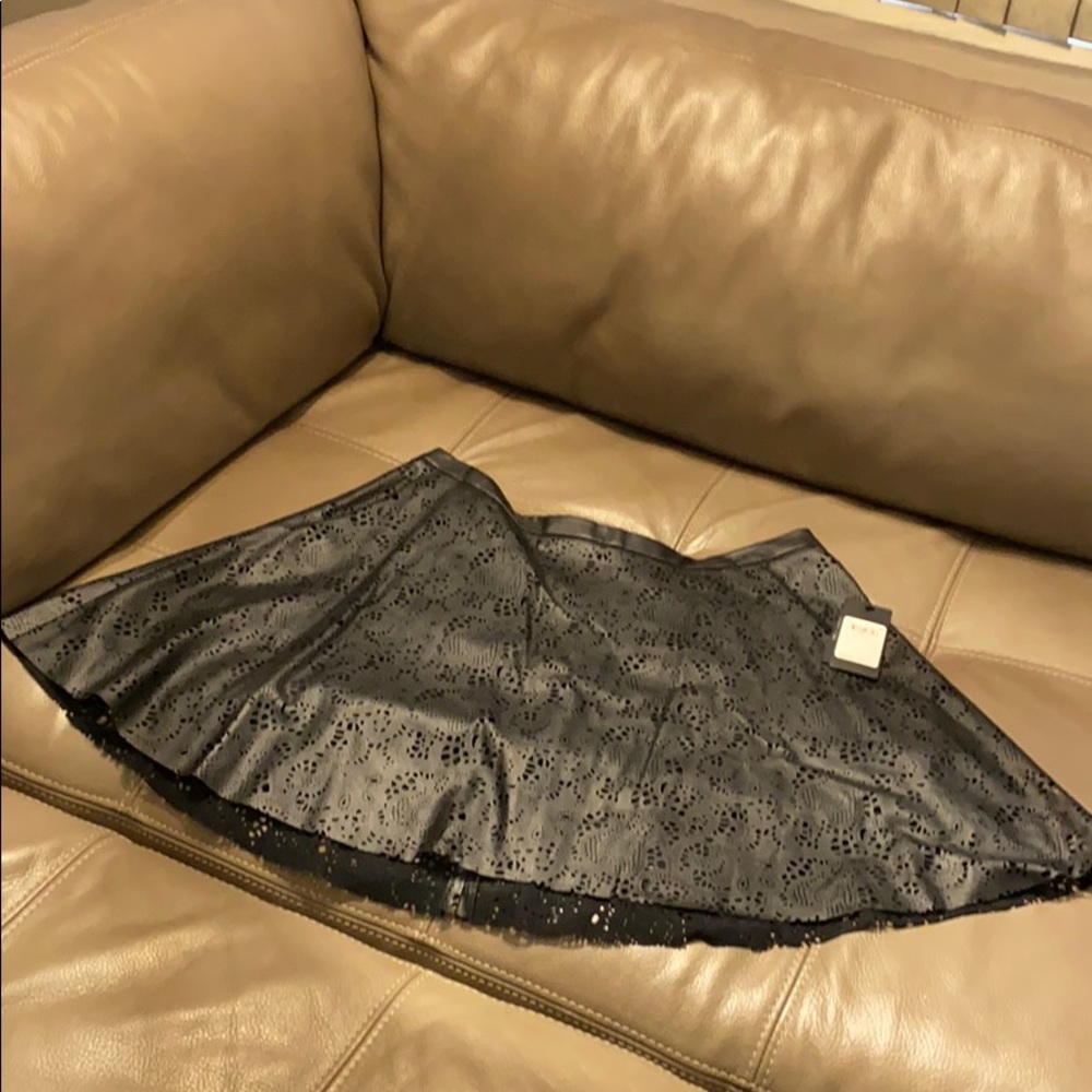 Black Leather Laser Cut Skirt